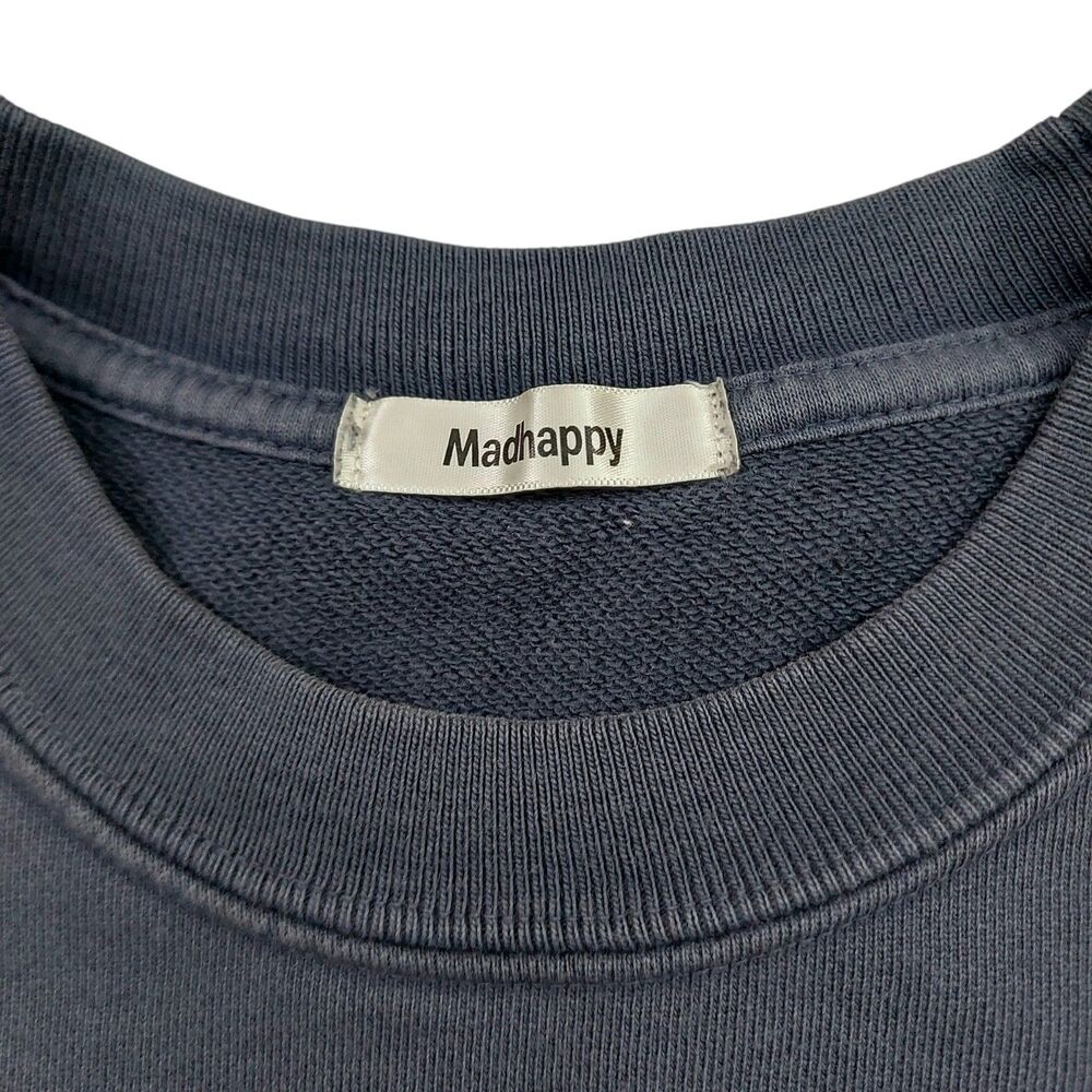 Madhappy Sweatshirt Womens Small Blue Cotton Embroidered Logo Crewneck Pullover - Picture 7 of 11